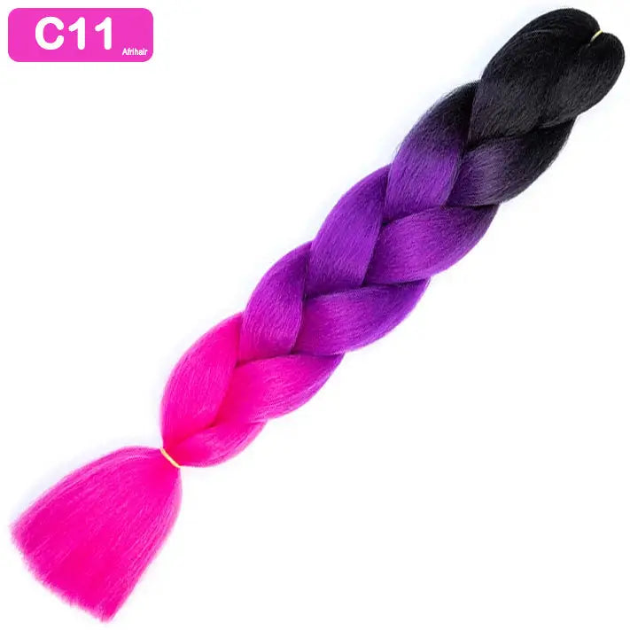 C11 - Jumbo Braiding Hair 24 Inch Ombre Black/Purple/Pink
