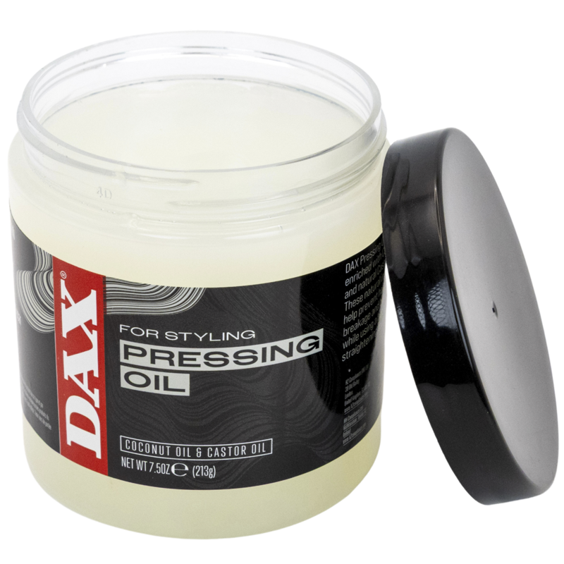 DAX Pressing Oil 14oz back label with ingredients and directions