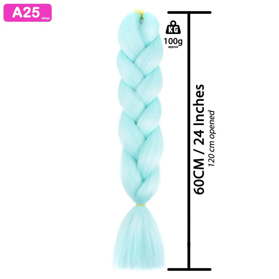 A25 - Jumbo Braiding Hair 24 Inch Soft Green/blue