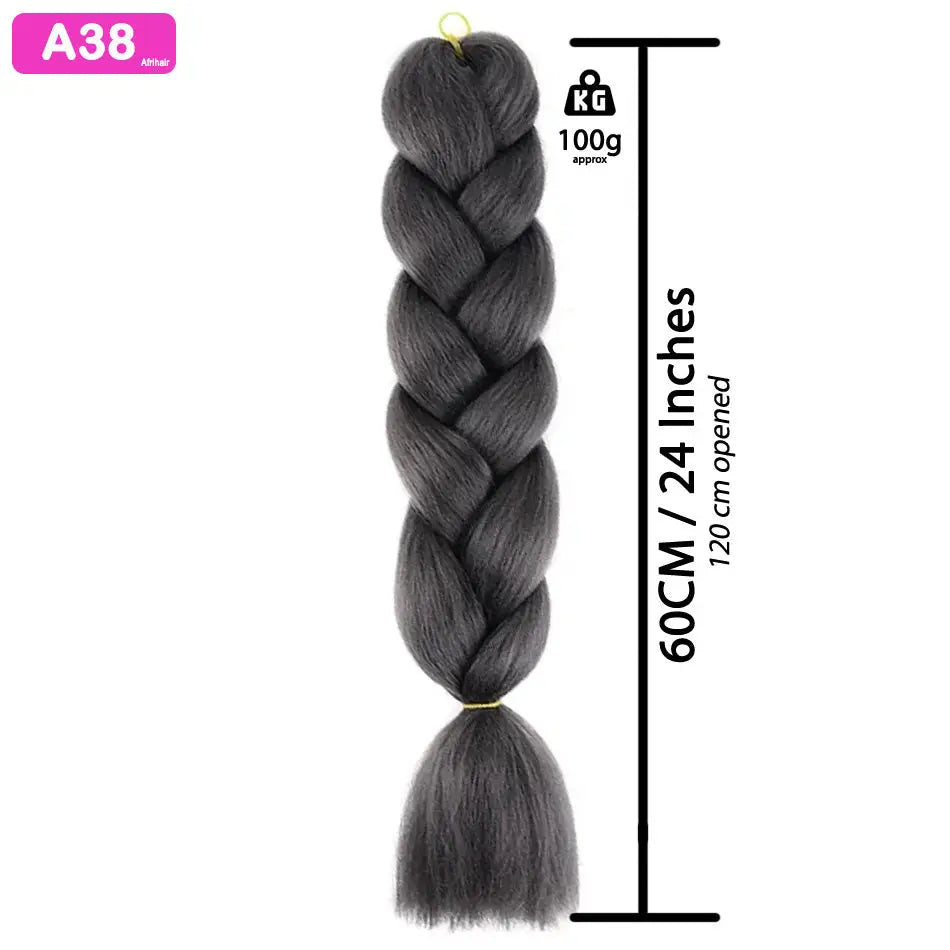 A38 - Jumbo Braiding Hair 24 Inch Dark Grey - Afrihair - 24