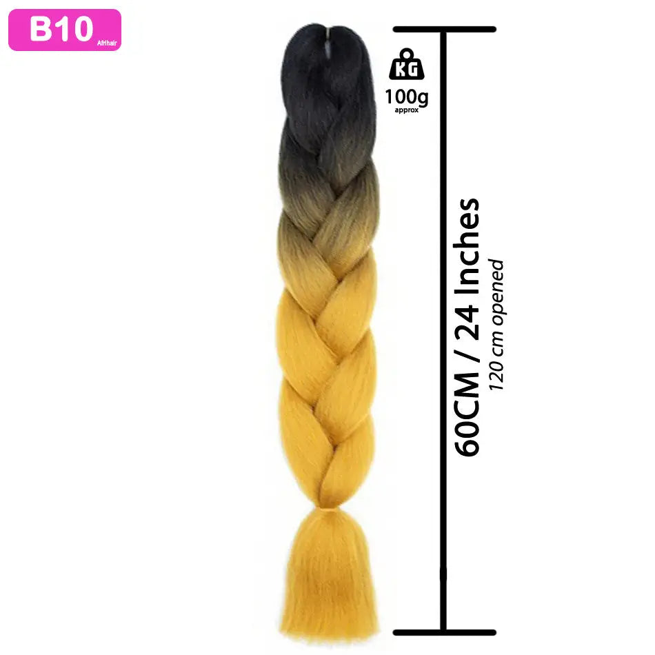 B10 - Jumbo Braiding Hair 24 Inch Ombre Black/Golden Yellow