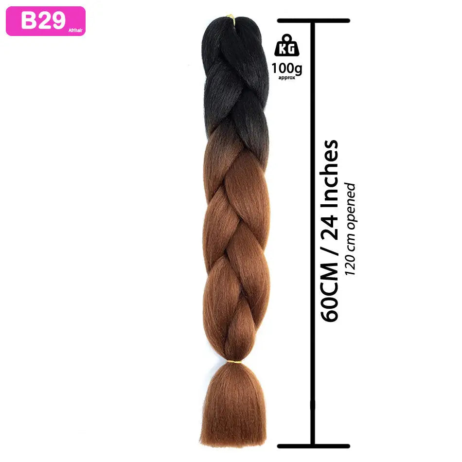 B29 - Jumbo Braiding Hair 24 Inch Ombre Black/Brown