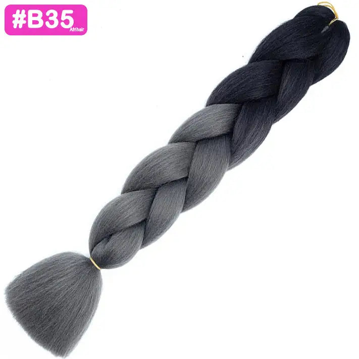 B35 - Jumbo Braiding Hair 24 Inch Ombre Black/Dark Grey