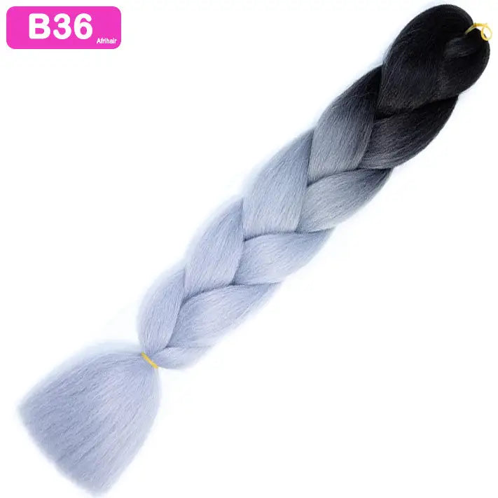 B36 - Jumbo Braiding Hair 24 Inch Ombre Black/Grey