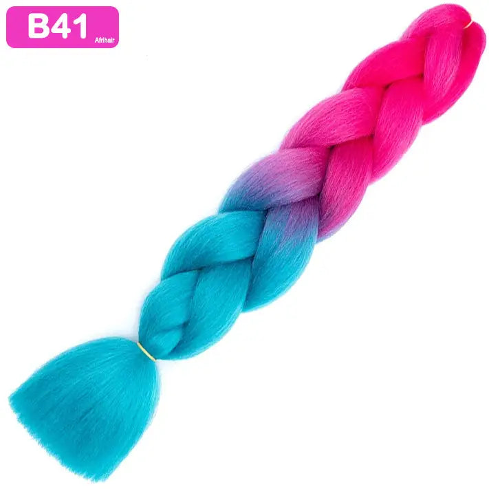 B41 - Jumbo Braiding Hair 24 Inch Ombre Pink/Blue