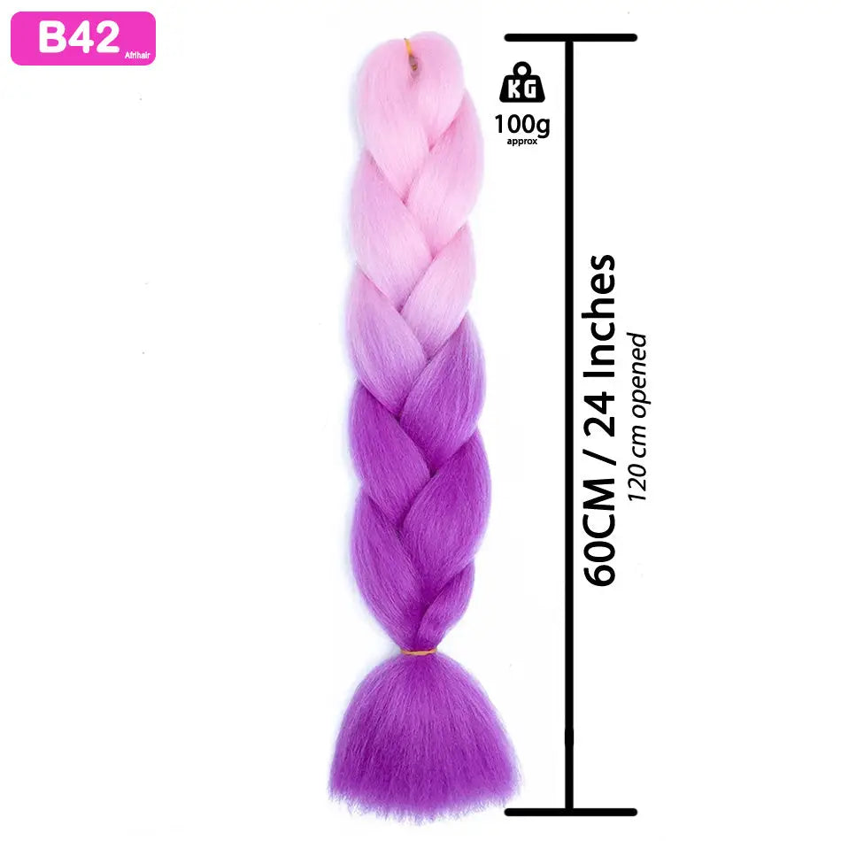 B42 - Jumbo Braiding Hair 24 Inch Ombre Pink/Purple