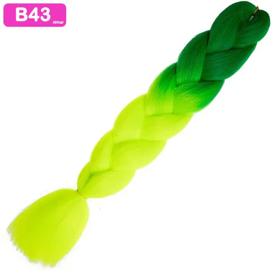 B43 - Jumbo Braiding Hair 24 Inch Ombre Green/Fluro Green