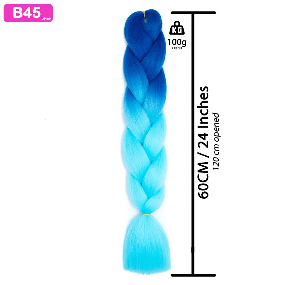 B45 - Jumbo Braiding Hair 24 Inch Ombre Dark Blue/Blue