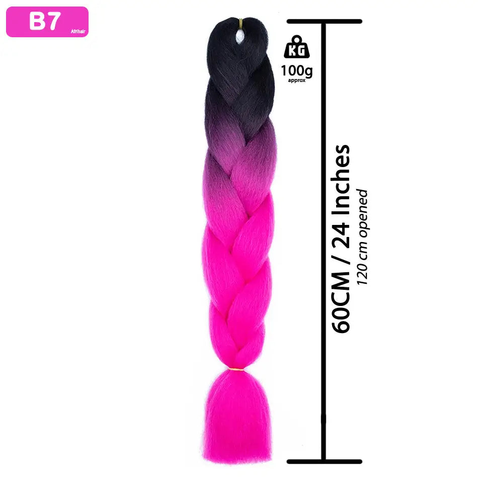 B7 - Jumbo Braiding Hair 24 Inch Ombre Black/Pink