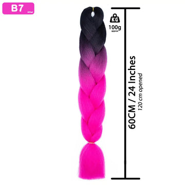 B7 - Jumbo Braiding Hair 24 Inch Ombre Black/Pink