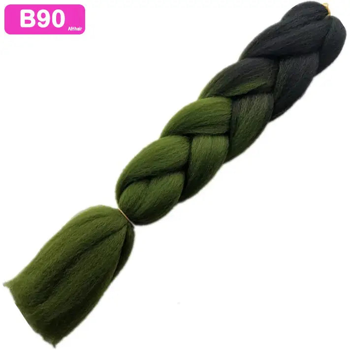 B90 - Jumbo Braiding Hair 24 Inch Ombre Black/Green