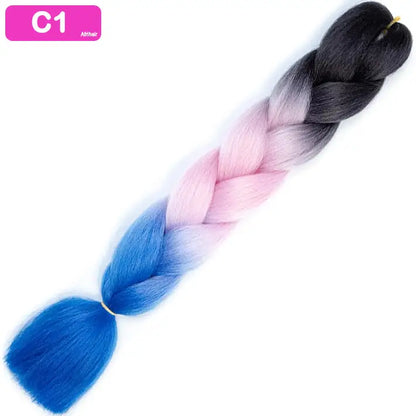 C1 - Jumbo Braiding Hair 24 Inch Ombre Black/Pink/Blue