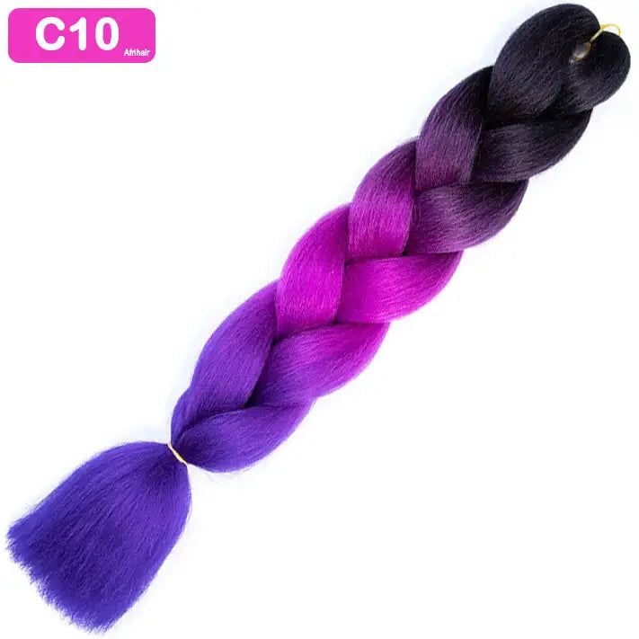 C10 - Jumbo Braiding Hair 24 Inch Ombre Black/Purple/Blue