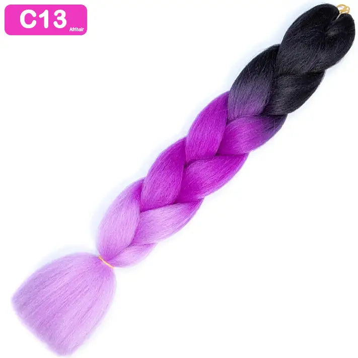 C13 - Jumbo Braiding Hair 24 Inch Ombre Black/Purple/Light