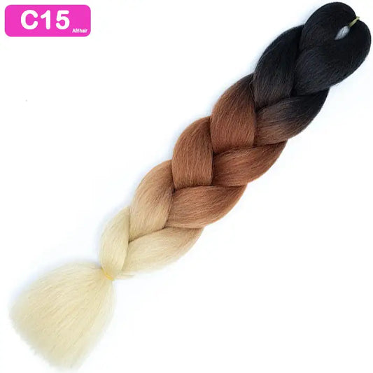 C15 - Jumbo Braiding Hair 24 Inch Ombre Black/Brown/Blonde