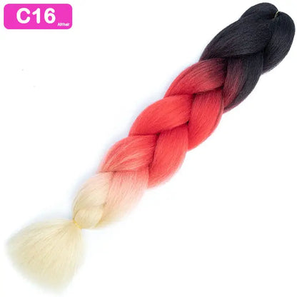 C16 - Jumbo Braiding Hair 24 Inch Ombre Black/Red/Blonde