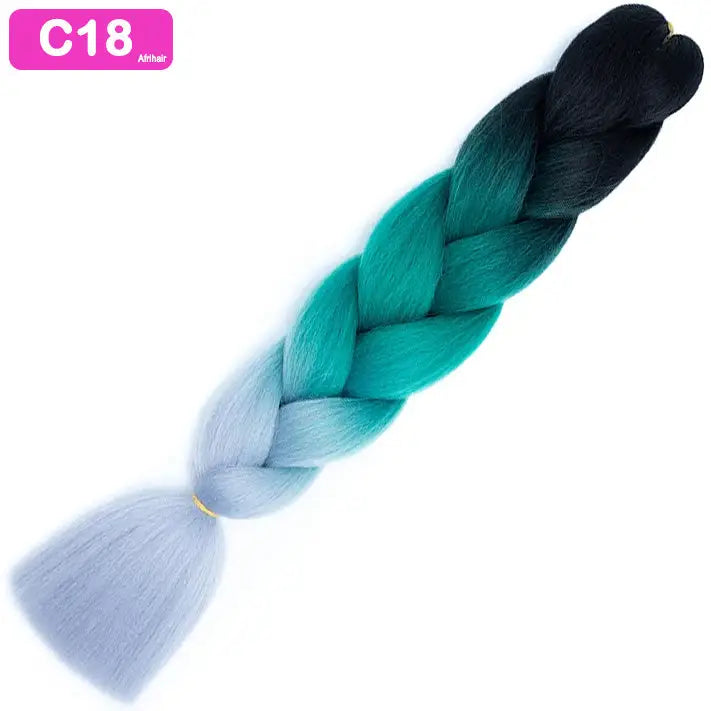 C18 - Jumbo Braiding Hair 24 Inch Ombre Black/Green/Grey