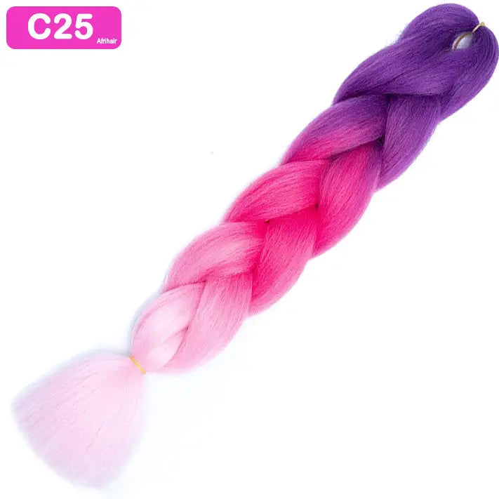 C25 - Jumbo Braiding Hair 24 Inch Ombre Purple/Pink/Pink