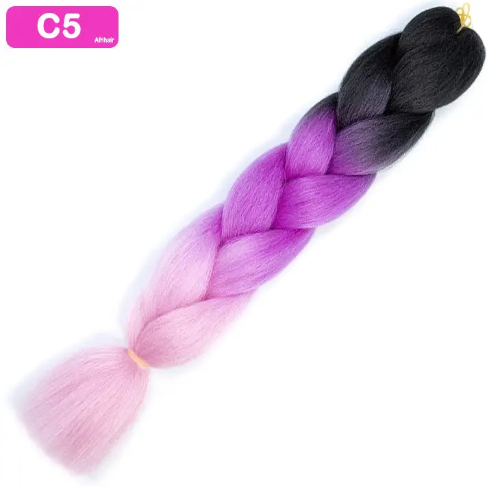 C5 - Jumbo Braiding Hair 24 Inch Ombre Black/Purple/Purple