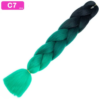 C7 - Jumbo Braiding Hair 24 Inch Ombre Black/Green/Green