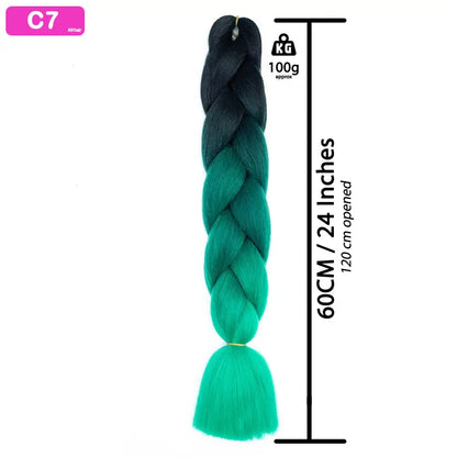 C7 - Jumbo Braiding Hair 24 Inch Ombre Black/Green/Green