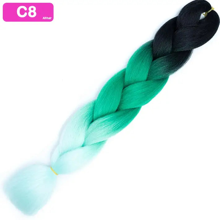 C8 - Jumbo Braiding Hair 24 Inch Ombre Black/Green/Light