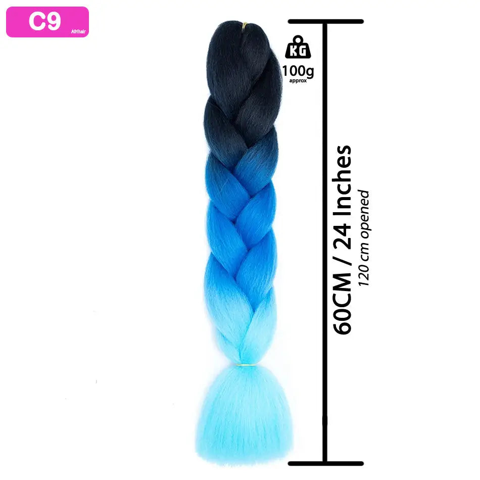 C9 - Jumbo Braiding Hair 24 Inch Ombre Black/Blue/Blue