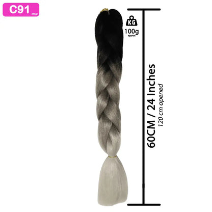 C91 - Jumbo Braiding Hair 24 Inch Ombre Black/Dark