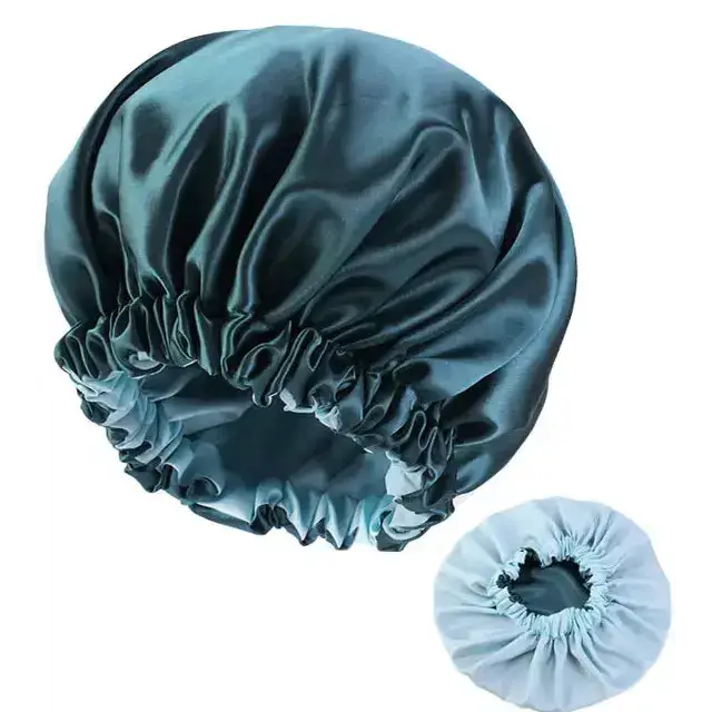 Satin Hair Bonnet - Teal - Hair Products & Accessories ->